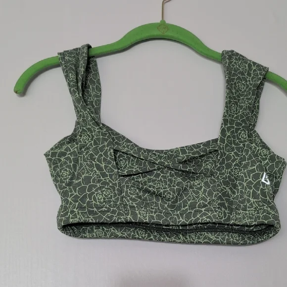 BuffBunny Collection Aloe Sports Bra Eden Green Floral Print Succulent size S - Picture 2 of 10